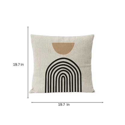 Boho Linen Throw Pillow Covers in Neutral Multi-Colored Abstract Design – Premium Linen Decorative Pillows for Living Room, Bedroom, and Office with Zipper Closure.
