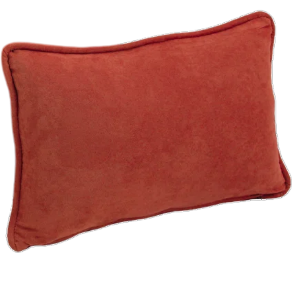 Burnt orange microsuede lumbar throw pillow set of 2 with piped edges – decorative rectangular cushions for bed, sofa, or living room chairs