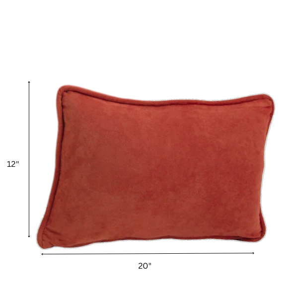 Burnt orange microsuede lumbar throw pillow set of 2 with piped edges – decorative rectangular cushions for bed, sofa, or living room chairs