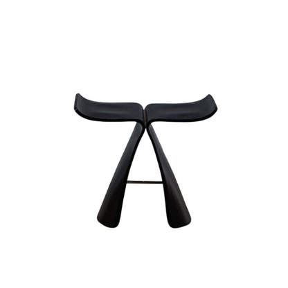 Stylish butterfly design bar stool with wooden frame and eco-friendly materials, available in black, walnut, and log colors.