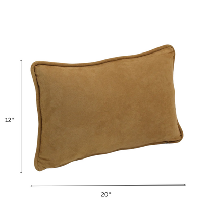 Camel microsuede lumbar throw pillow set of 2 with piped edges – decorative rectangular pillows for sofa, bed, and living room