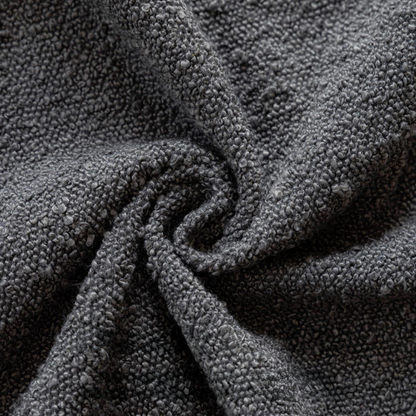 Charcoal boucle throw pillow cover with soft loop texture, 18x18 inches – modern cozy accent for sofa, bed, or armchair