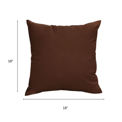 Set of two chocolate brown square throw pillows with piped edges and hidden zipper, perfect for rustic, transitional, or modern indoor décor

