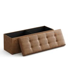 Coffee Brown Foldable Storage Footrest Ottoman – Multi-functional, space-saving design with storage and extra seating