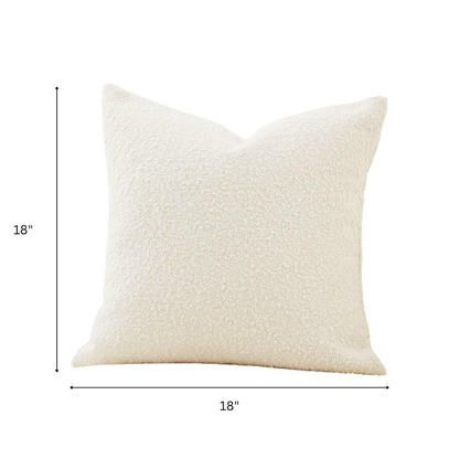 Cozy beige boucle throw pillow cover in modern solid design, made of polyester and acrylic blend, perfect for living room or bedroom decor.