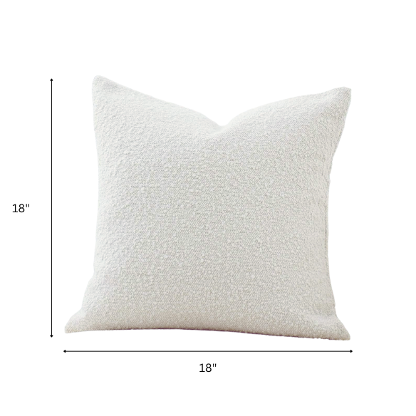 Cozy white boucle throw pillow cover with modern solid design, made from polyester and acrylic, perfect for living room or bedroom decor