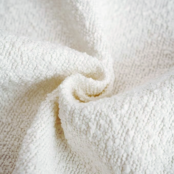 Cozy white boucle throw pillow cover with modern solid design, made from polyester and acrylic, perfect for living room or bedroom decor.