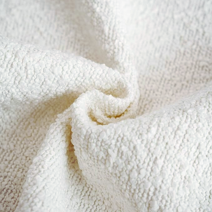 Cozy white boucle throw pillow cover with modern solid design, made from polyester and acrylic, perfect for living room or bedroom decor.