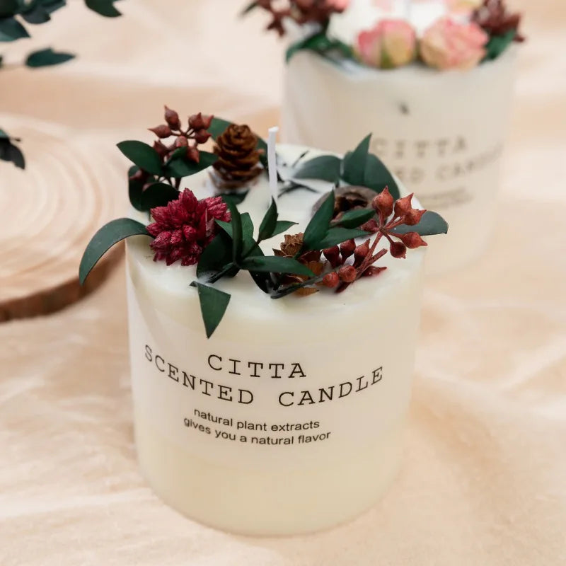 Soy Wax Scented Candle Romantic Pillar Candle Home Fragrance Decor Xmas Wedding Holiday Gift Body Relax Stress Relief Candles