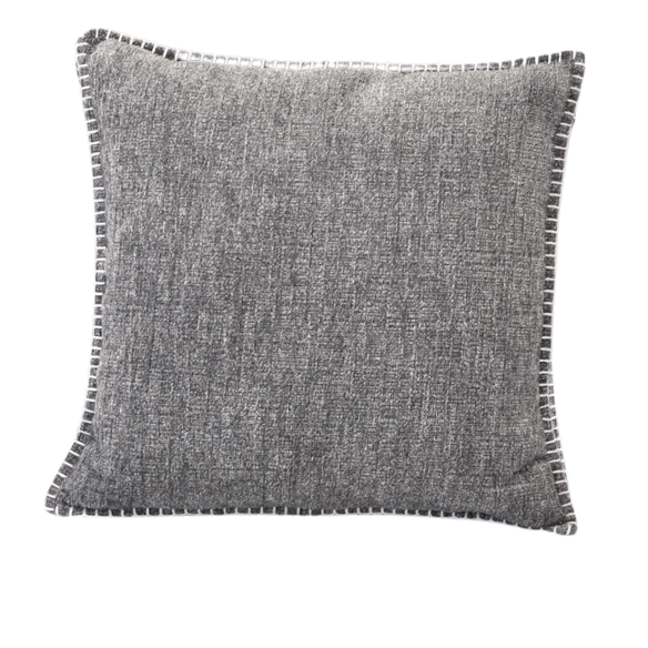 Set of 2 dark grey chenille throw pillow covers with hidden zippers and velvet texture – 20x20 inch reversible decorative cushion covers for modern and farmhouse décor