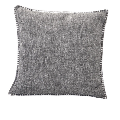 Set of 2 dark grey chenille throw pillow covers with hidden zippers and velvet texture – 20x20 inch reversible decorative cushion covers for modern and farmhouse décor