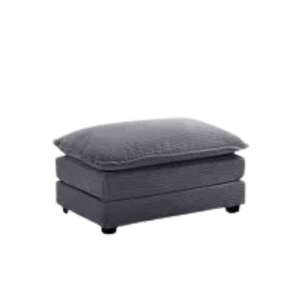 Three-Seater Dark Grey Corduroy Modular Sectional Sofa with Ottoman – Modern L-shaped configuration, soft high-pile fleece upholstery, pet-friendly, and customizable for small or large living spaces.