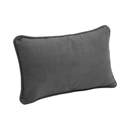 Dark grey microsuede lumbar throw pillow set of 2 with piped edges – decorative rectangular pillows for sofa, bed, and living room