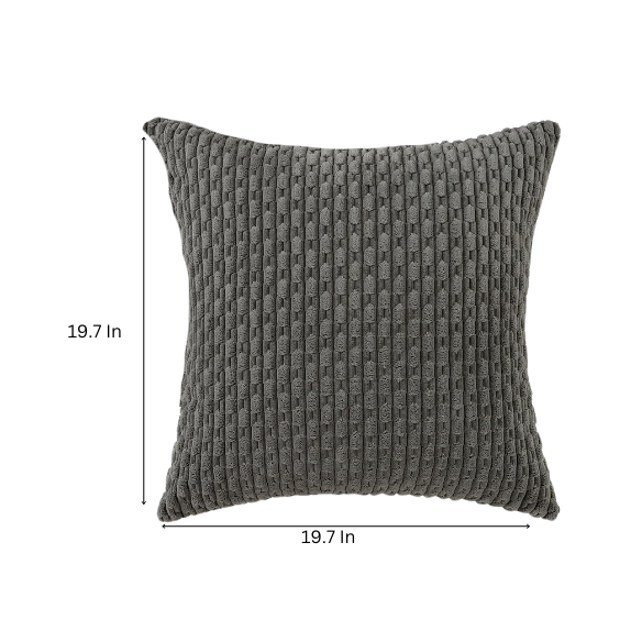 Dark Grey Striped Corduroy Throw Pillow Cover – Modern Boho Style, Zipper Closure, Durable Polyester, Machine Washable