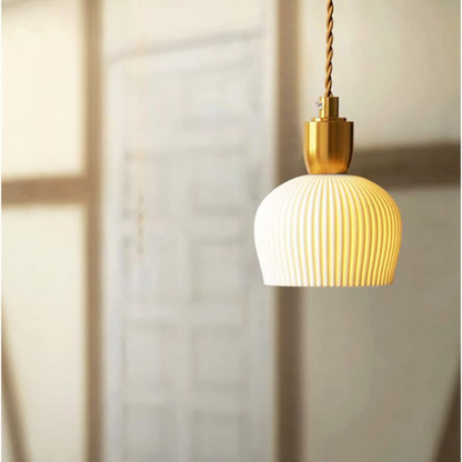 Elegant ceramic chandelier with bronze and brass accents, E27 light fixture for dining room or living room.