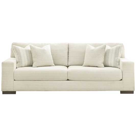 Beige 3-seater sofa with clean-lined silhouette, plush reversible cushions, and neutral polyester upholstery for modern and casual spaces.


