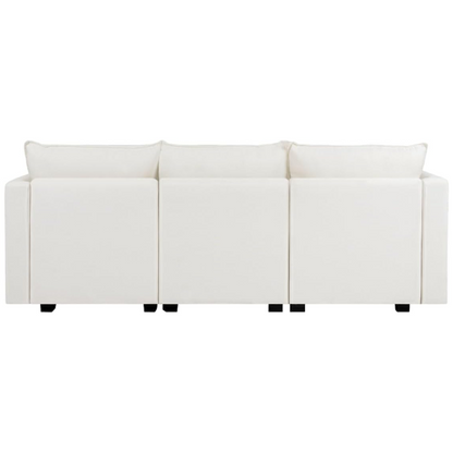 Cream white 3-piece modular sofa with built-in storage and deep seating, perfect for small apartments and modern living spaces.

