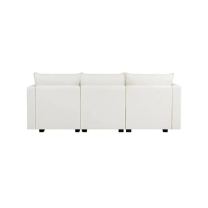 Cream white 3-piece modular sofa with built-in storage and deep seating, perfect for small apartments and modern living spaces.

