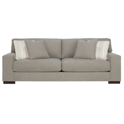Grey 3-seater sofa with a clean-lined modern silhouette, plush reversible cushions, and durable polyester upholstery—ideal for casual and contemporary living spaces.

