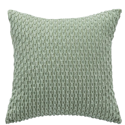 Green Striped Corduroy Throw Pillow Cover – Modern Boho Style with Zipper Closure, Multiple Sizes Available
