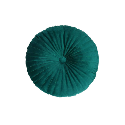 Green Velvet Round Throw Pillow – Plush, Elegant, Decorative Cushion for Sofa or Bed