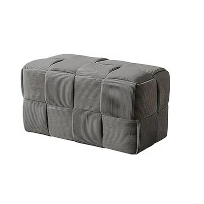 Grey Velvet Ottoman Cube - Modern, Comfortable Footrest with Solid Wood Frame