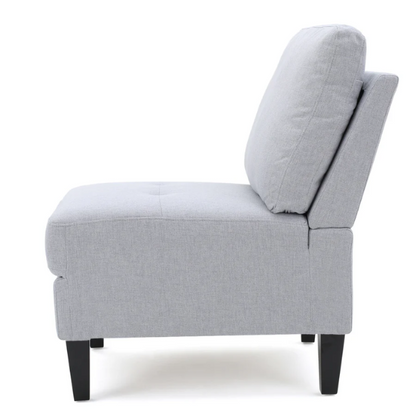 Light grey 5-piece modular sectional sofa set with ottoman and dark wood legs for modern living rooms