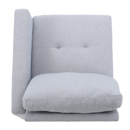Light grey 5-piece modular sectional sofa set with ottoman and dark wood legs for modern living rooms