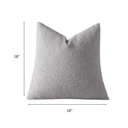 Light grey boucle throw pillow cover with soft loop texture, 18x18 inches – modern cozy accent for sofa, bed, or armchair