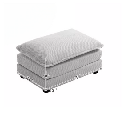 Light grey corduroy accent chair with matching ottoman, featuring soft textured upholstery, high-resilience foam cushions, and a compact modern design.