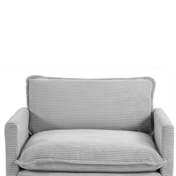 Light grey corduroy loveseat sofa with modern design, spacious two-person seating, and soft, durable upholstery for living rooms, bedrooms, and home offices.