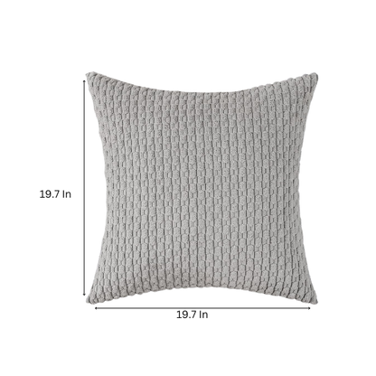 Light Grey Striped Corduroy Throw Pillow Cover – Modern & Boho Style, 100% Polyester, Zipper Closure, Machine Washable, Available in Multiple Sizes.