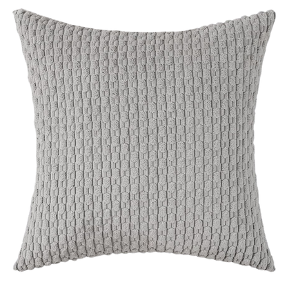 Light Grey Striped Corduroy Throw Pillow Cover – Modern & Boho Style, 100% Polyester, Zipper Closure, Machine Washable, Available in Multiple Sizes.