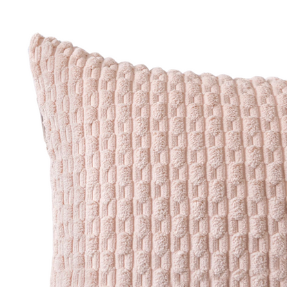 Light Pink Striped Corduroy Throw Pillow Cover – Modern Boho Style, Zipper Closure, Machine Washable, Soft Polyester Material, Available in Multiple Sizes