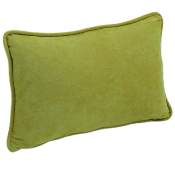 Lime green microsuede lumbar throw pillow set of 2 with piped edges – decorative rectangular pillows for sofa, bed, or accent chairs