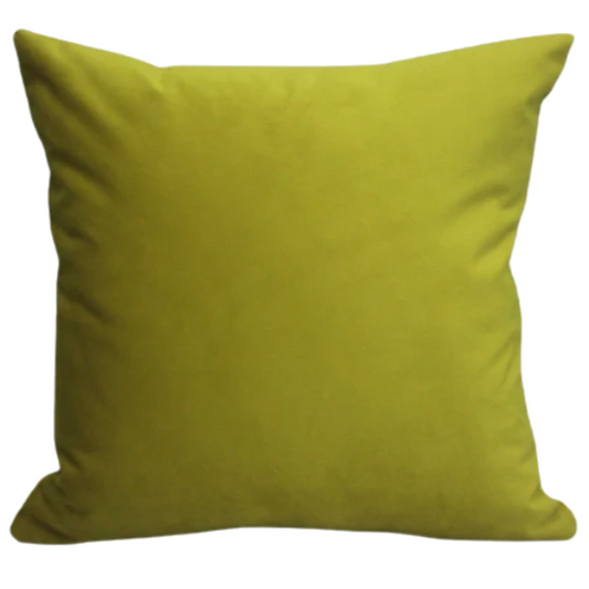 Set of two lime green square throw pillows with corded edges and hidden zipper, perfect for modern, eclectic, or vibrant home décor

