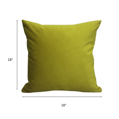 Set of two lime green square throw pillows with corded edges and hidden zipper, perfect for modern, eclectic, or vibrant home décor


