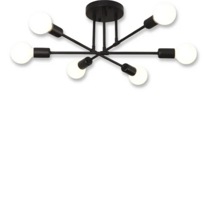 Minimalist black pendant light with gold accents, AC powered, ceiling mount.