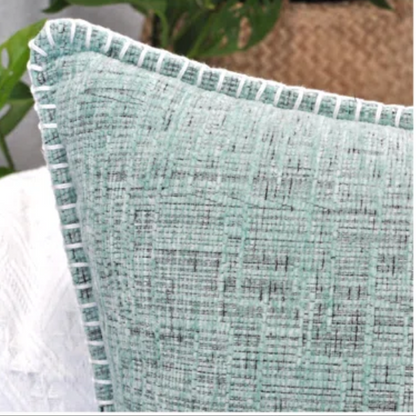 Set of 2 mint green chenille throw pillow covers with hidden zippers and soft velvet texture – 20x20 inch reversible cushion covers for modern and farmhouse décor