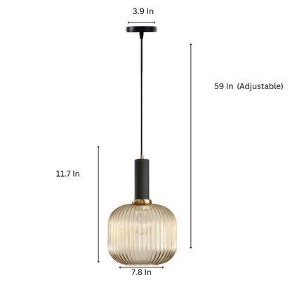 Modern amber glass pendant light with gold finish, perfect for contemporary interiors.