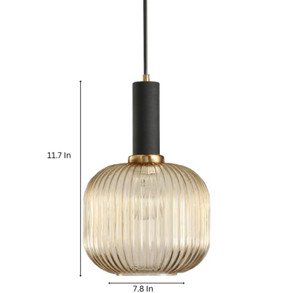 Modern amber glass pendant light with gold finish, perfect for contemporary interiors.