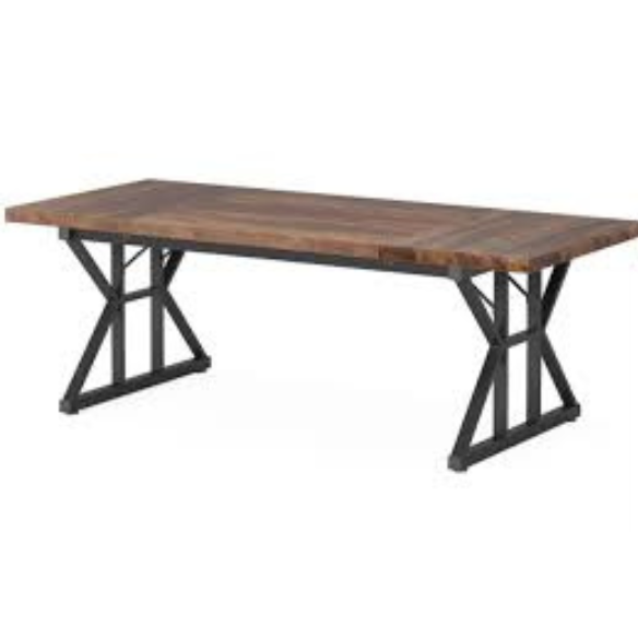 Modern black and brown computer desk with spacious workspace and powder-coated alloy steel frame.
