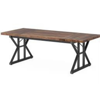 Modern black and brown computer desk with spacious workspace and powder-coated alloy steel frame.