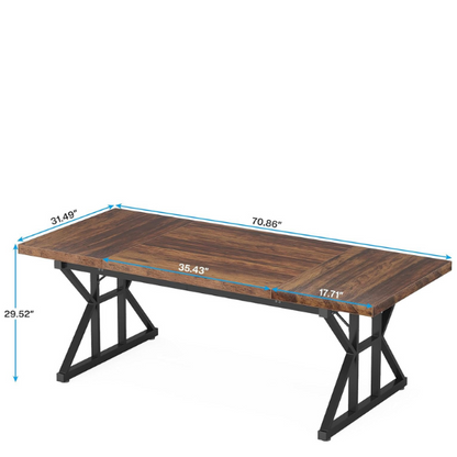 Modern black and brown computer desk with spacious workspace and powder-coated alloy steel frame.