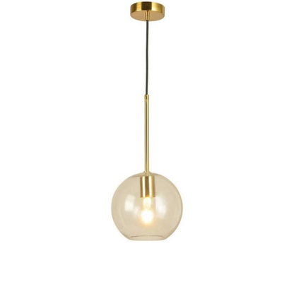 Brass modern pendant light with clear glass diamond shade for dining and living rooms."

