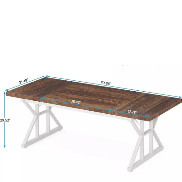Modern brown and white computer desk with storage drawers for home office