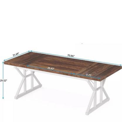 Modern brown and white computer desk with storage drawers for home office