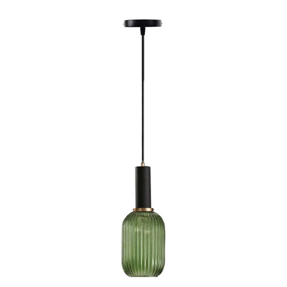 Modern green glass pendant light with frosted smoke green shade and brass finish for contemporary decor.