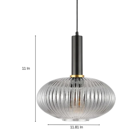 Modern grey glass pendant light with black and gold finishes – adjustable height chandelier for dining room, kitchen, and living room.