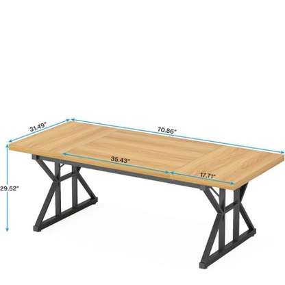 Modern light walnut computer desk with black legs for home office and gaming